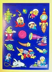 VTG TREND Scratch & Sniff Stinky Sticker Sheet Die Cut COCONUT Space Friends