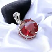 Natural Certified 24.20 Ct Red Ruby Loose Gemstone 925 Solid Silver Pendant
