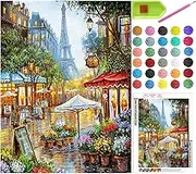 Upgraded Full Drill Diamond Painting, Paris Eiffel Tower & Street DIY 5D Diamond Painting Kits for Adults Kids Cityscape Classical Architecture Diamond Art Craft for Home Wall Decor, Canvas 12×16inch