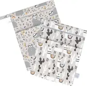 Cloth Diaper Wet Dry Bags 2PCS Waterproof Reusable with Double Zippered Pockets