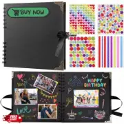 Scrapbook Photo Album Book 60 Pages 8 X 8 Inch Thick Kraft DIY Scrap Book Presen