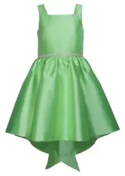 NWT Bonnie Jean Girls 6 Green Hi-Low Jewel Waist Bow Formal Mikado Dress