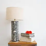Zohi Interiors Bone Inlay Cylindrical Lamp Base