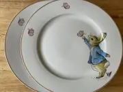 Set of 2 Beatrix Potter Frederick Warne & Co Peter Rabbit Dinner Plates Easter