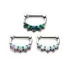 Surgical Steel Hinged Clicker Segment Septum Ring 16 Gauge With 5 Opal