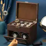 Watch Winders Mechanical Automatic Rotator Holder Double Layer Black Storage Box