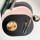 Multipurpose Oval Faux Leather Placemat Creative Dining Table Mat Kitchen