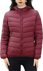 [Generic] Women's Lightweight Puffer Coat Long Sleeves Zip Down Jacketwinter Causal Coat with Hooded