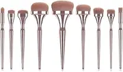 [Logiverl] 9 Pieces Makeup Brushes Powder Blush Foundation Concealer Eyeshadow Eyebrow Lip Flat Detail Brush for Blending Buffing Foundation Cream Make Up Brushes Tools Kit (Rose Golden)