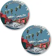 [No Thorns Media] Palm Springs California 2 Pack Pinback Buttons 2.25" Fun Pins for Clothes, Backpacks, Hats, and Jackets - Cartoon, Retro, and Punk Style Lapel Badges, Slogans, and Party Pins ID45000, Metal, no