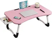 Laptop Bed Desk,Foldable Laptop Desk with Storage Drawer,Portable Lap Desk Tray Table,Lap Tablet Desk,Laptop Bed Table for Home Office Work Picnic,60x40cm