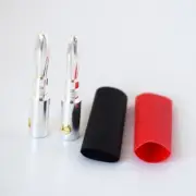 100pcs Silver Plated Copper 4mm Banana Plug Speaker Cable Connector w/Heatshrink