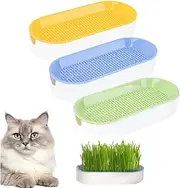 3 Pcs Hydroponic Cat Grass Planter,Cat Grass Planting Box, Seed Sprouter Tray Soil-Free Big Capacity Healthy Wheatgrass Grower Sprouting Container Kit for Kitten