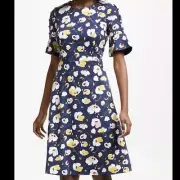 Boden Alexia Jersey dress Floral Blue Short Sleeve Women Size 4 New