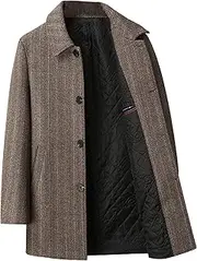 [Gsywaipei] Mens Classic Lapel Peacoat Single Breasted Male Long Woolen Coat Casual Winter Wool Blend Overcoat, Camel, XX-Large