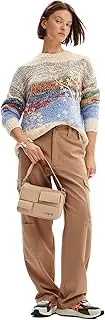 [Desigual] Women's Flat Knit Thick Gauge Pullover Sweater