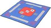 KONTONTY Mahjong Mat Universal Table Cover Non-Skid Sturdy Polyester 80x80cm Blue Silent Gaming Compact for Storage
