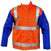 PROMAX HV2 Hi-Vis Welding Jacket, Leather Sleeves, Harness Flap, Heat Flame Resistant, High Visibility M/L/XL / 2XL / 3XL / 4XL WC-04763