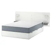 NORDLI bed frame with storage and mattress, with headboard white/Vågstranda firm, Double