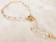 Car Rosary Bracelet Crystal Hanging Rosary Gift For Her Or Him Silver Or Gold