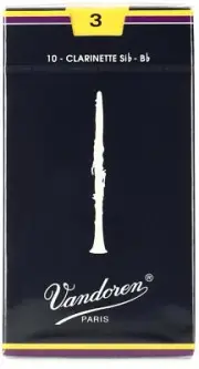 Vandoren CR103 Traditional Bb Clarinet Reed - 3.0 (10-pack) (5-pack) Bundle