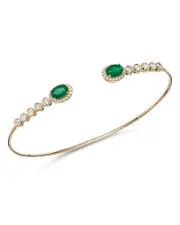 Bloomingdale's Fine Collection Emerald & Diamond Cuff Bangle Bracelet in 14K Yellow Gold