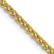 14K Yellow Gold 18 Inch 2mm Semi-Solid Wheat With Lobster Clasp Chain
