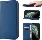 LANJLM Wallet Case for iPhone 11 Case Premium Leather PU Flip Cover Magnetic Book Design with Kickstand Feature & Card Slots iPhone 11 Phone Cases - Blue