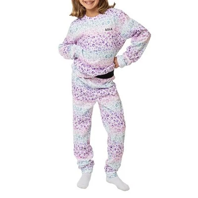 Bula Kids Rainbow Baselayer Set, Watercolor Leopard, X-Small
