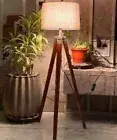Designer Tripod Floor Lamp Wooden | Bedside Night Light without shade and bulb