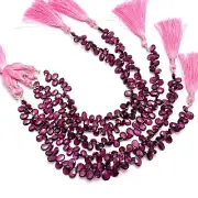Rhodolite Garnet Gemstone 7x5mm Faceted Pear Briolette Beads | 8inch Strand
