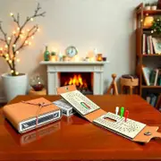 Traditional Wooden Cribbage Board Game Set with 6 Pegs and Deck of Playing Cards 2-4 Player Games for Family As Shown