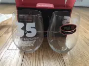 NIB Riedel O Wine Tumbler Cabernet Merlot Stemless Wine Glasses 2 Engraved