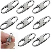 Ai-OUMLEEF Zipper Locks, 8 PCS Zipper Pull Repair Pull tabs , Zipper Clip Theft Deterrents, Zipper Slider Replacement Metal Zipper, S Shaped Double Opening Zipper Clip for Luggage, Backpack, Purse Closed