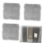 3-Pack School Locker Rugs, 12x12inch Square Plush Cushion Fluffy Area Rug, Grey