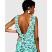 Topshop Women’s Backless Crop Top NWT SZ 10 Fern Pattern Green/White