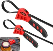 2Pcs Adjustable Strap Wrench Set for Oil Filters, Jars, and Pipes