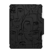 iPad Pro 12.9-inch (5th/6th gen) Impact Folio Case FACE MOSAIC SKETCH 3 CLEAR CASE IPAD, ABSTRACT MINIMAL PEOPLE MEN ILLUSTRATION By Ebi Emporium