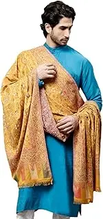 [Weavers Villa] Men's Acro Wool Blend Kani Woven Design Wraps, Stoles, Unisex Shawls, 100cm x 200cm