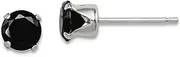 [JewelryWeb] 925 Sterling Silver Polished Snap setting Black CZ Simulated Diamond 5mm Round Post Earrings 5x5mm Wide Stud Earring for Women