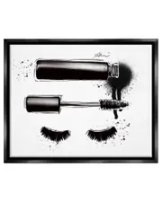 Glam Mascara Lashes Makeup Framed Floater Canvas Wall Art by Alison Petrie