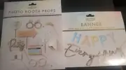 Ginger Ray 10 Gold Foiled Pastel Tie Dye Party Photo Booth Props & Banner