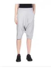 adidas Y-3 Yohji Yamamoto Women Harem Cropped Pants Gray Fleece 100% COTTON Sz M