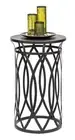 NNEDSZ Black Round Iron Side Table with Cross Legs and Silver Finish Top