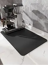 MASTERDUAN Coffee Mat Coffee Bar Mats for Countertop,40cmx60cm Absorbent Kitchen Draining Mat Non-Slip Rubber Backed Espresso Mat Coffee Bar Accessories Fit Under Coffee Machine (Black), (LODIU-E8)