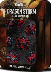Metallic Dice Games - Silicone 16mm Poly Dice Set - Dragon Storm Silicone Black