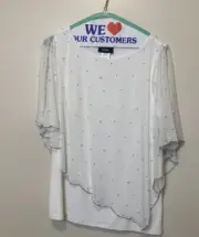 MSK Women’s Pearl and Rhinestone Top. White. Size Medium. NWT.