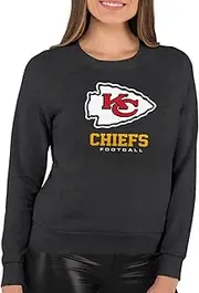 Team Fan Apparel Women's NFL Big Logo Charcoal Slouchy Crewneck -Tagless Fleece Lightweight Pullover - Officially Licensed!