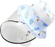 [iplusmile] Fish Pattern Bucket Hat with Detachable Shield Cartoon Sun Protection Hat for Summer Activities for Outdoor Fun Sky-Blue