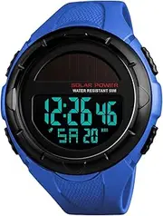 [ALCADAN] Men's Sports Watches Solar Digital LED Face Backlight Multifunction Military Waterproof for Boys Wrist Watch 1405